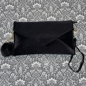 Velvet Clutch with Pom Pom